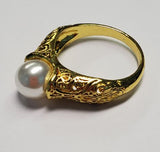 R200 Gold Filigree with Pearl Ring - Iris Fashion Jewelry