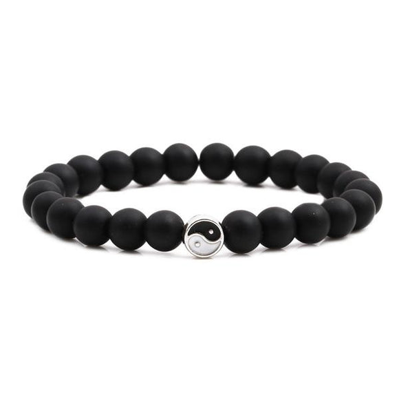 *B280 Black Bead Yin Yang Bracelet - Iris Fashion Jewelry