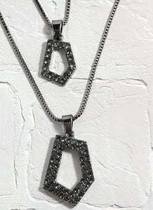 AZ1010 Gun Metal Gray Rhinestone Necklace with FREE Earrings