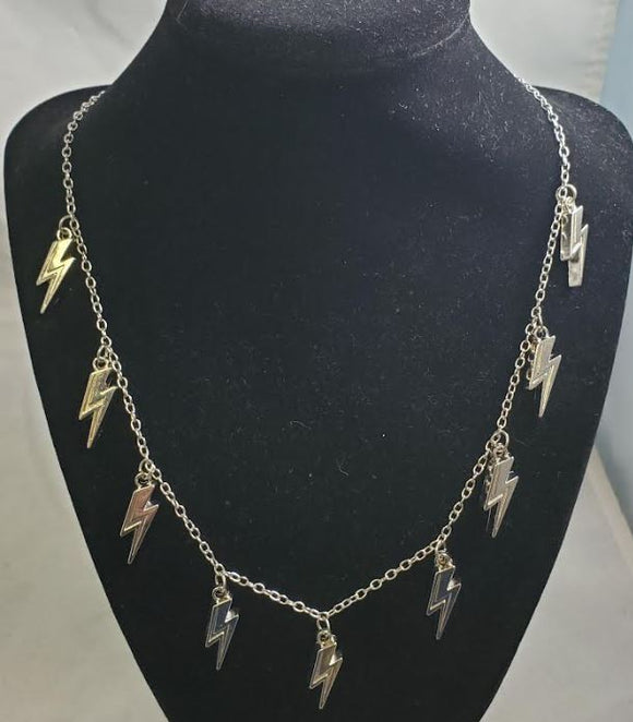 N1060 Silver Multi Lightning Bolt Necklace with FREE Earrings - Iris Fashion Jewelry