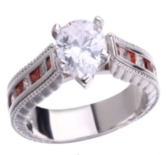 R319 Silver Teardrop Gemstone Red Rhinestone Ring - Iris Fashion Jewelry