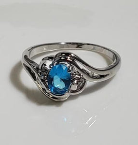 R57 Silver Blue Rhinestone Ring - Iris Fashion Jewelry