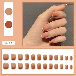 NS395 Short Square Press On Nails 24 Pieces R246 - Iris Fashion Jewelry