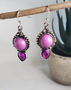 E919 Silver Purple Gem Earrings - Iris Fashion Jewelry