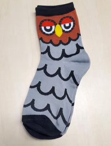 SF735 Gray Black Owl Socks - Iris Fashion Jewelry