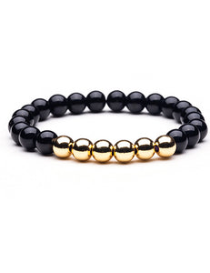 B43 Gold Black Bead Bracelet - Iris Fashion Jewelry