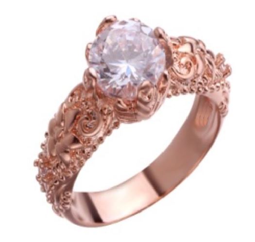 R154 Rose Gold Decorated Rhinestone Ring - Iris Fashion Jewelry