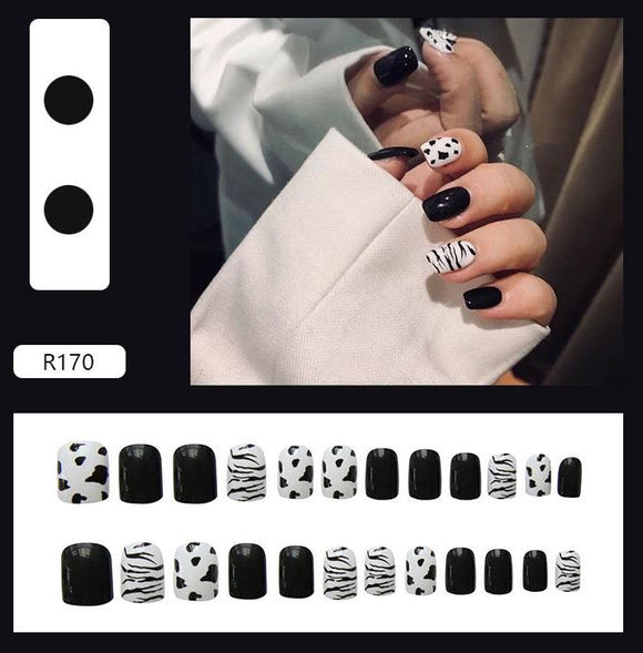 NS305 Short Square Press On Nails 24 Pieces R170 - Iris Fashion Jewelry