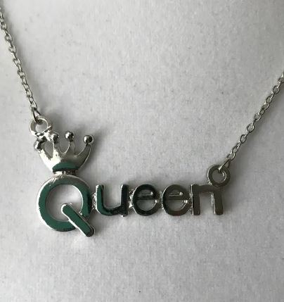 AZ638 Silver Queen Crown Necklace with FREE EARRINGS