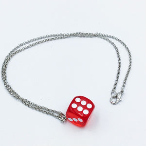 N2155 Silver Red Dice Necklace with FREE Earrings - Iris Fashion Jewelry