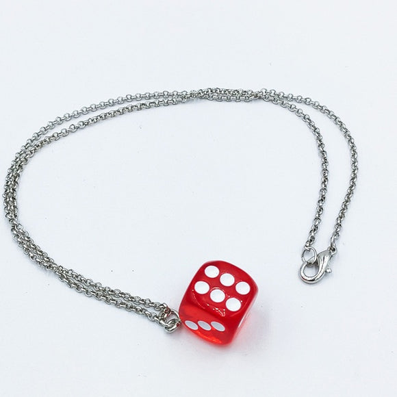N2155 Silver Red Dice Necklace with FREE Earrings - Iris Fashion Jewelry