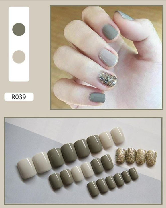 NS295 Short Square Press On Nails 24 Pieces R039 - Iris Fashion Jewelry