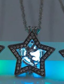 N219 Silver Glow in the Dark Rhinestone Star with Fairy Necklace with FREE EARRINGS