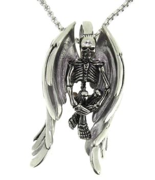 AZ535 Silver Angel of Death Pendant Necklace