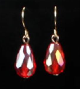 E318 Peach Iridescent Gemstone Dangle Earrings