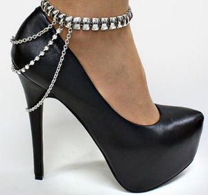 B807 Silver High Heel Ankle Bracelet - Iris Fashion Jewelry