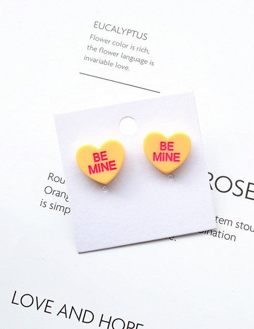 Z106 Peach Be Mine Acrylic Valentine Heart Earrings - Iris Fashion Jewelry