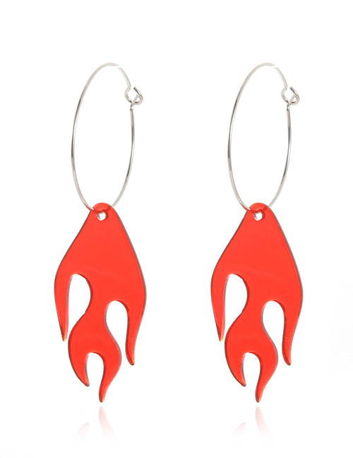 *E21 Silver Hoop Acrylic Flame Earrings - Iris Fashion Jewelry