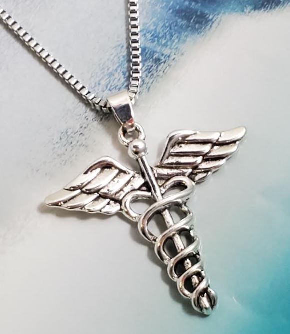 AZ762 Silver Medical Symbol Necklace With FREE Earrings