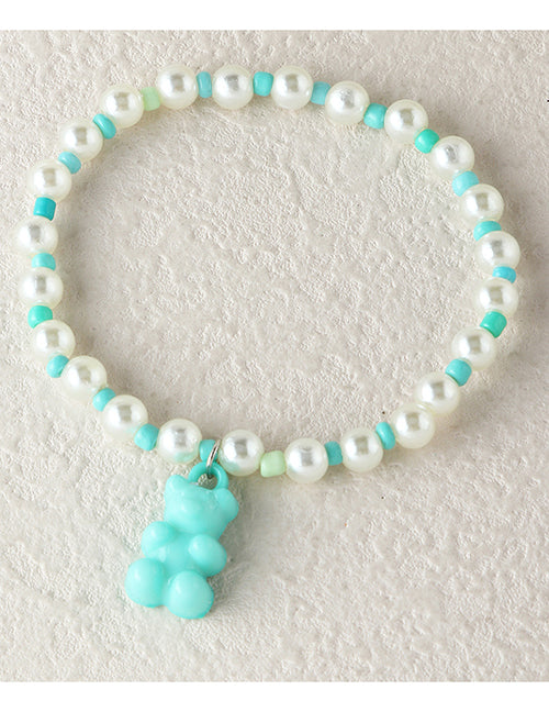 L419 Pearl Bead Mint Green Gummy Bear Bracelet - Iris Fashion Jewelry