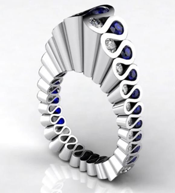 R13 Silver Blue Rhinestone Retro Ring - Iris Fashion Jewelry