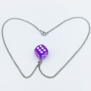 N2150 Silver Purple Dice Necklace with FREE Earrings - Iris Fashion Jewelry