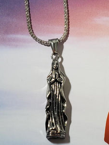 N1080 Silver Virgin Mary Necklace with FREE EARRINGS - Iris Fashion Jewelry