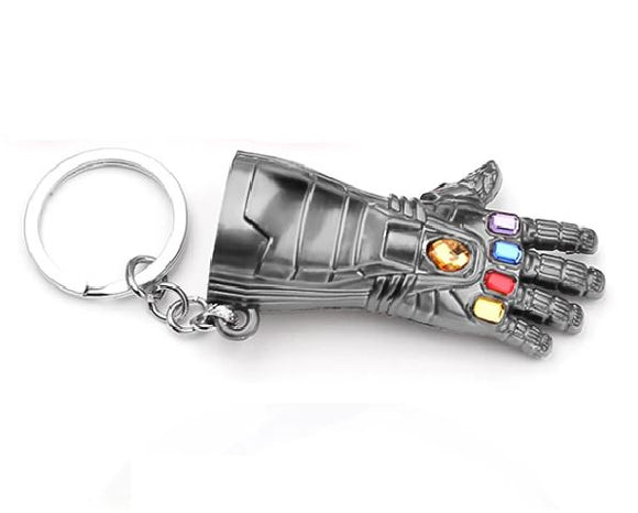 AZ565 Large Silver Multi Color Gemstone Iron Man Avengers Glove Keychain