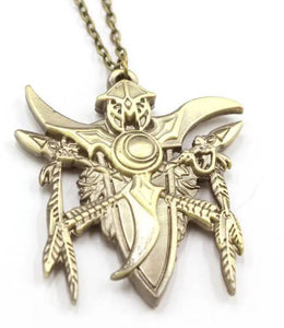 AZ708 Gold Warcraft Emblem Necklace with FREE EARRINGS