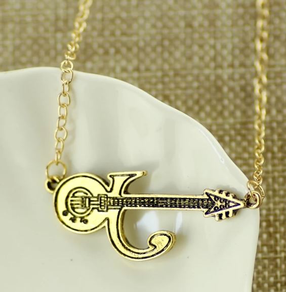 AZ181 Gold Guitar Necklace with FREE EARRINGS