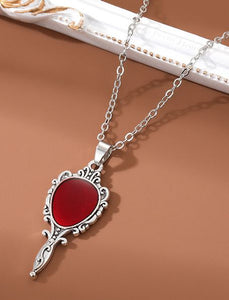 N1668 Silver Red Mirror Necklace with FREE Earrings