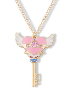 AZ347 Rose Gold Heart Wings Key Pink Rhinestone Necklace with FREE EARRINGS