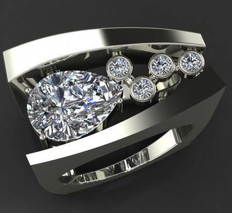 R307 Silver Rhinestone Irregular Shape Ring - Iris Fashion Jewelry