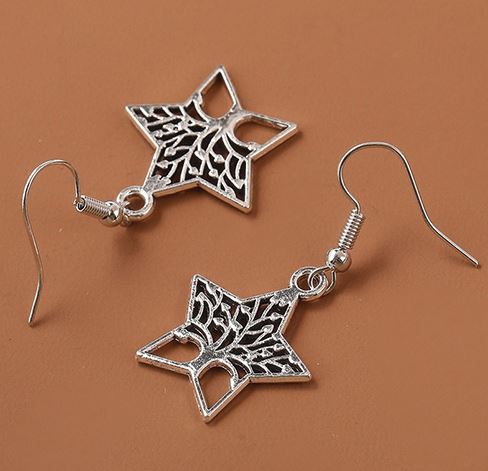 E1836 Silver Star Tree Design Earrings