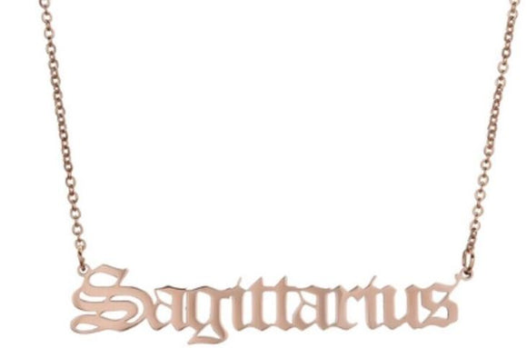 AZ864 Rose Gold Sagittarius Zodiac Necklace with FREE EARRINGS