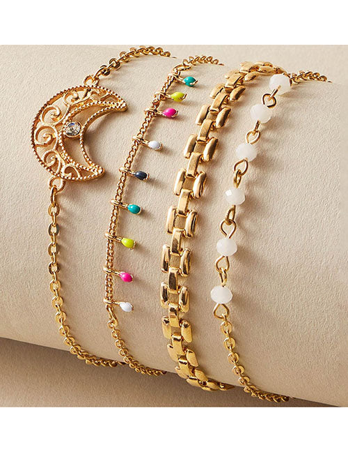 B1254 Gold Moon Colorful Bracelet Set - Iris Fashion Jewelry