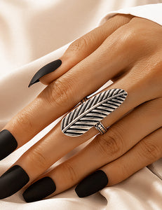 R472 Silver Long Feather Ring - Iris Fashion Jewelry