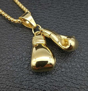 N144 Gold Boxing Gloves Necklace