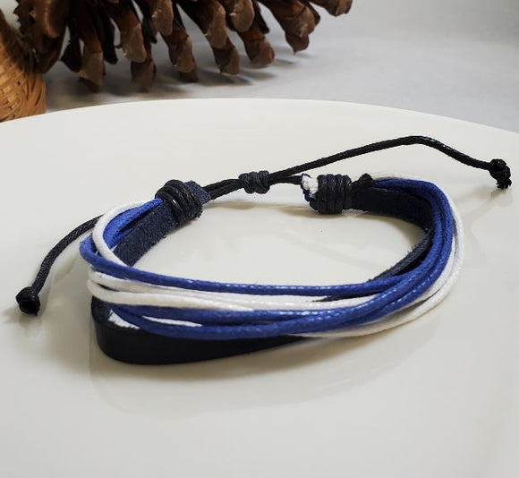 AZ461 Black Blue White Multi Cord Bracelet
