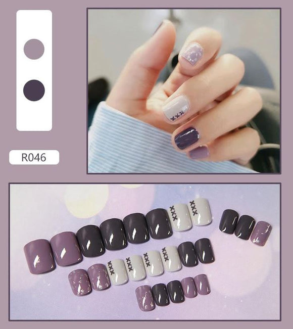 NS288 Short Square Press On Nails 24 Pieces R046 - Iris Fashion Jewelry