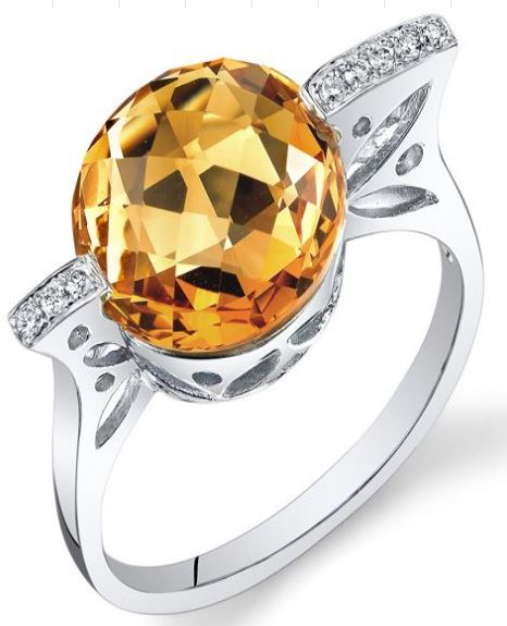 R683 Silver Yellow Round Gem Rhinestone Ring - Iris Fashion Jewelry
