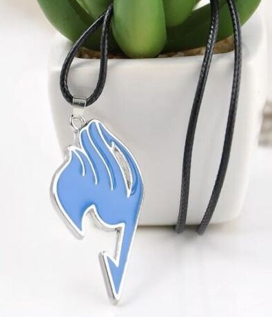 AZ1155 Fashion Blue Anime Phoenix on Leather Cord Necklace with FREE EARRINGS