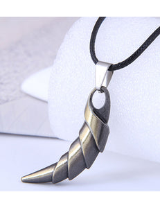 N1926 Silver Spiral Design Horn on Leather Cord Necklace - Iris Fashion Jewelry