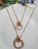 AZ95 Rose Gold Textured Hoops Necklace with FREE Earrings - Iris Fashion Jewelry