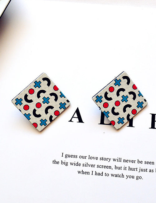 E1811 Acrylic Square Retro Design Earrings - Iris Fashion Jewelry