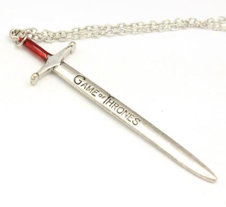 AZ850 Silver Red Sword Necklace with FREE EARRINGS
