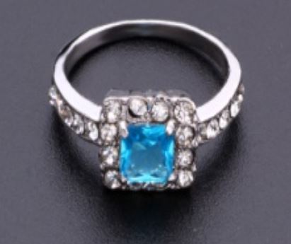 R320 Silver Square Blue Gemstone Ring - Iris Fashion Jewelry