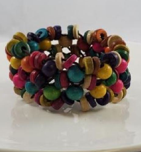 B800 Multi Color Wooden Bead Bracelet