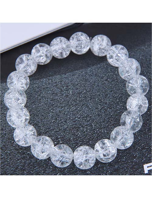 B1260 Clear Crackle Glass Bracelet - Iris Fashion Jewelry