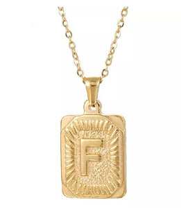 AZ300 Gold Letter F Necklace with FREE EARRINGS